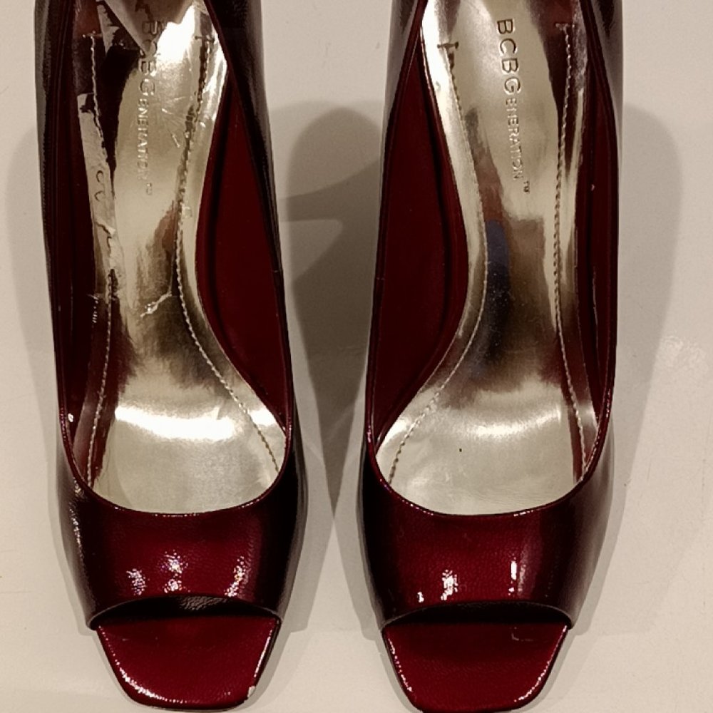 BCBGeneration Peep Toe Red Heels, Size 9.5 B